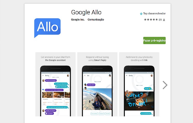 Página do Google Allo na Play Store já está no ar. Foto: Reprodução